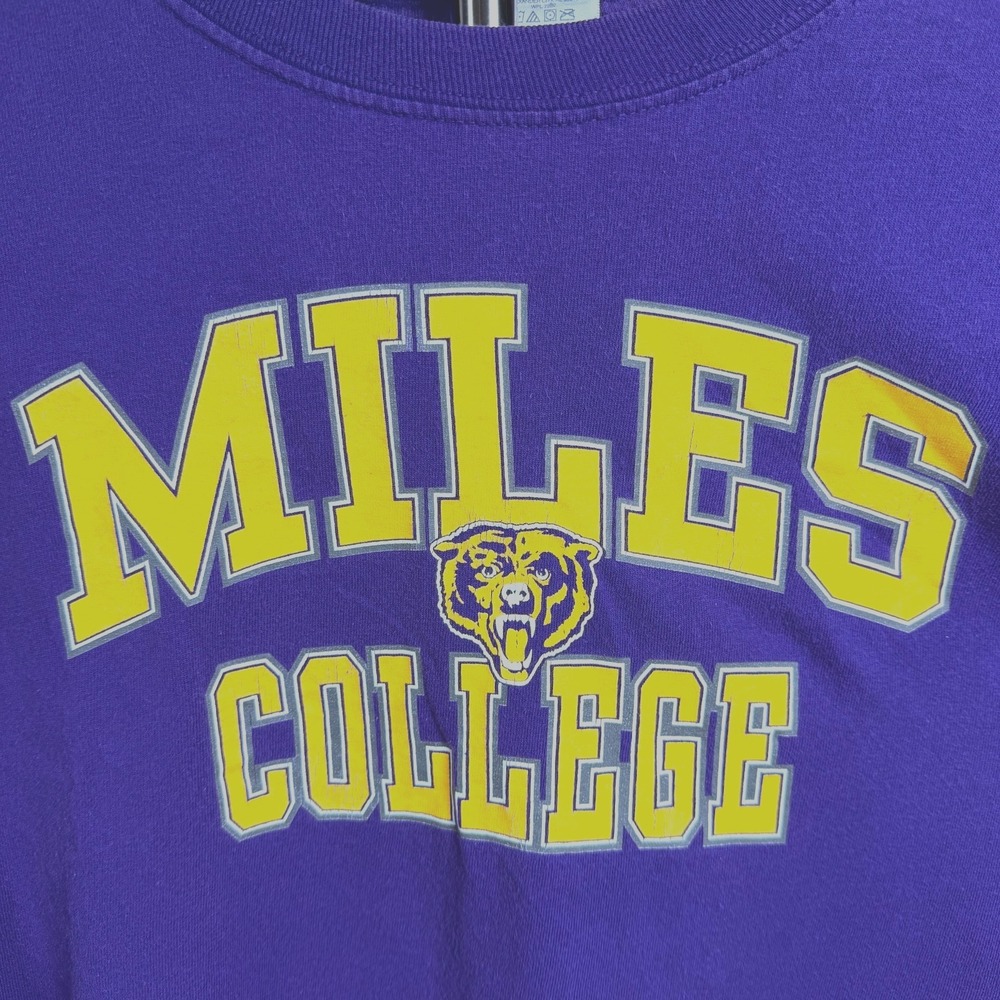 Jerzees Shirt Unisex XL‎ Purple High Cotton Long Sleeve Miles College Graphic